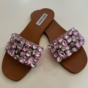 Steve Madden Pink Rhinestone Slides Sz 8.5